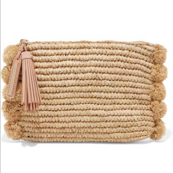 Loeffler Randall Handbags - NWOT Loeffler Randall Straw Pom Pom Straw Clutch